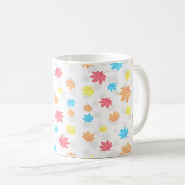 Caneca De Café Folhas Coloridas (Frente Esquerda)