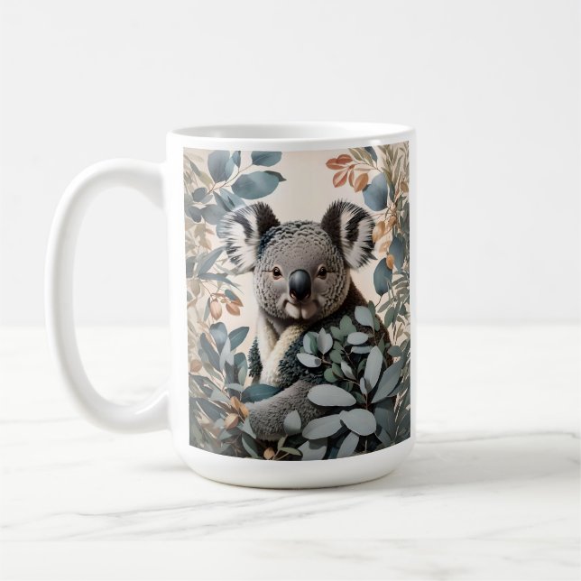 Caneca De Café Folhas Cute Koala Eucalyptus (Esquerda)