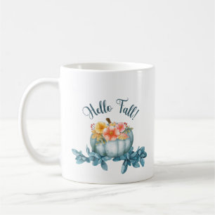 Caneca De Café Folhas de Abóbora Azul