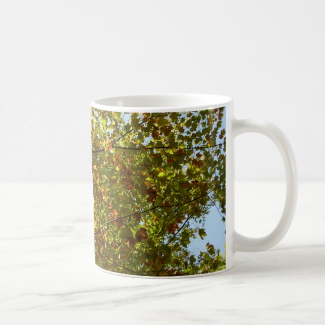 Caneca De Café Folhas de Árvore de Bordo Verdes e Douradas Mudand (Direita)