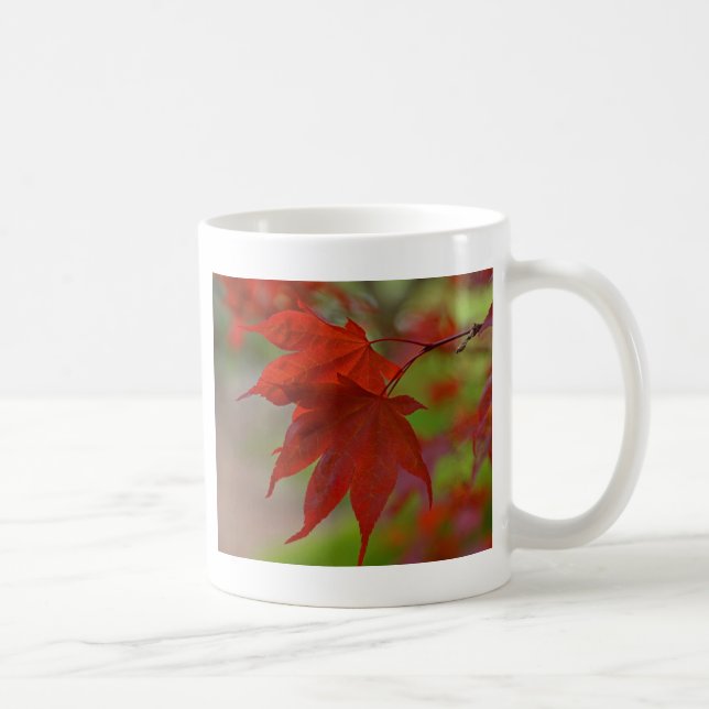 Caneca De Café Folhas de Árvore Vermelha (Direita)