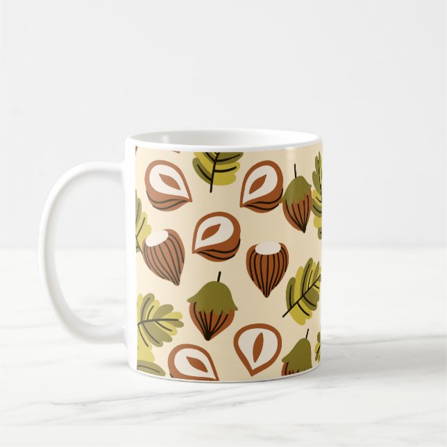 Caneca De Café Folhas de avelã Acorns Sem Semente Padrão (Esquerda)