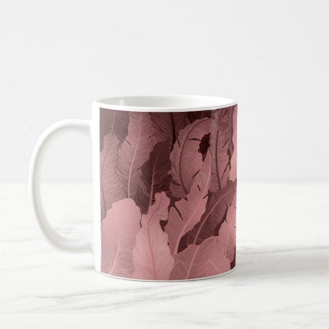 Caneca De Café Folhas de Banana Dourada rosa: Luxo (Esquerda)