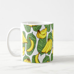 Caneca De Café Folhas de Banana: Padrão de Fruta Tropical