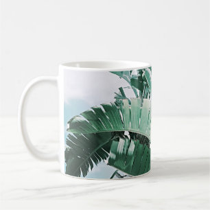 Caneca De Café Folhas de Banana Vibrações de Verão Verde Pálido