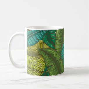 Caneca De Café Folhas De Banana: Vintage Botânica Desenhada À Mão