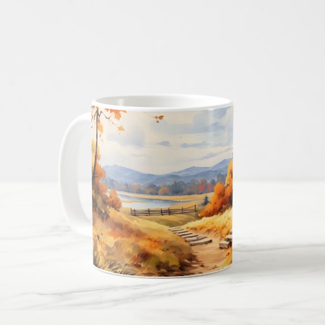 Caneca De Café Folhas de Bombeiros Rodoviários de Aquarela (Frente Esquerda)