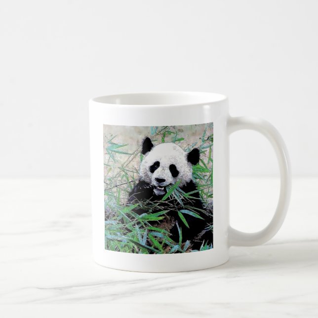 Caneca De Café Folhas de Comida de Panda (Direita)