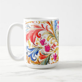 Caneca De Café Folhas de Design Florentine de rico