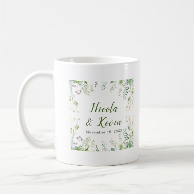 Caneca De Café Folhas de Eucalipto para Casamento (Esquerda)