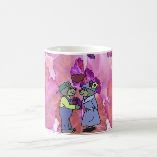 Caneca De Café Folhas de Gerânio Rosa (Centro)