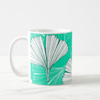 Caneca De Café Folhas de Ginkgo Biloba, padrão desenhado à mão