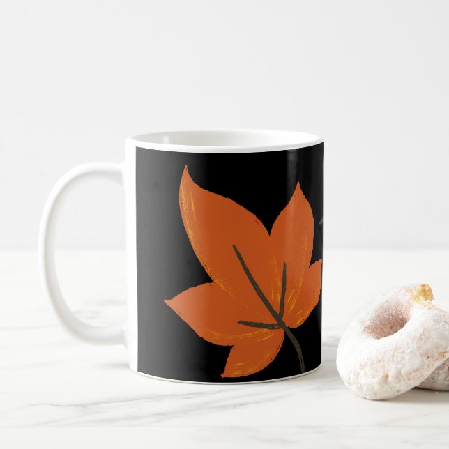 Caneca De Café Folhas de laranja no padrão do outono (Com Donut)