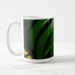 Caneca De Café Folhas de Monstera Dourado Glamour da Selva