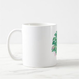 Caneca De Café Folhas de Monstera pintadas à mão