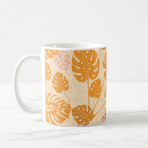 Caneca De Café Folhas de Monstera: silhueta tropical sem costura