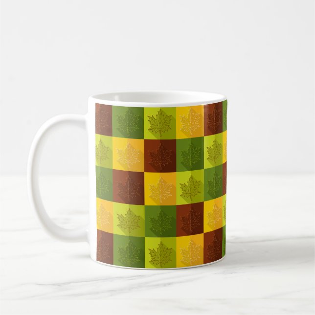 Caneca De Café Folhas de outono, castanho e verde (Esquerda)