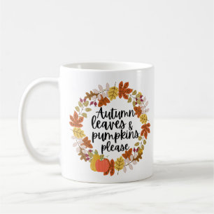 Caneca De Café Folhas de outono e Abóbora, por favor