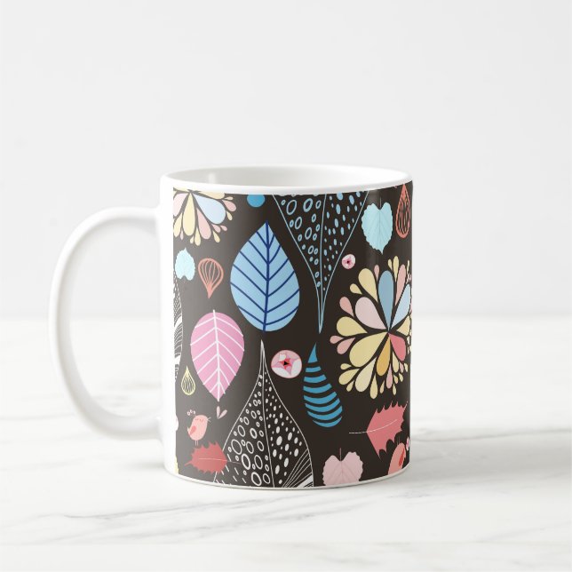 Caneca De Café Folhas de outono e Aves. (Esquerda)