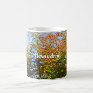 Caneca De Café Folhas de outono e Céu Azul - Personalizado