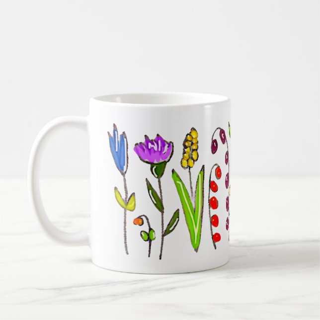 Caneca De Café Folhas de outono e flores (Esquerda)