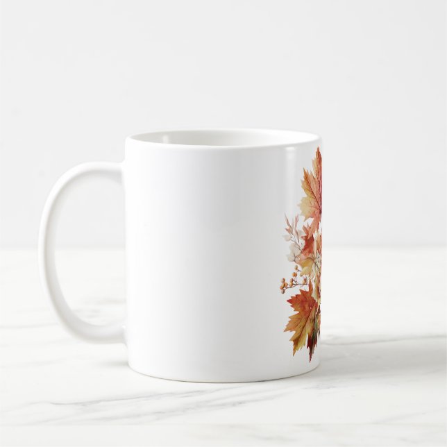 Caneca De Café Folhas de outono e flores em Buquê (Esquerda)