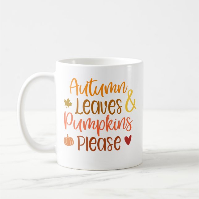 Caneca De Café Folhas de outono e Pumpkins Por favor Caiam (Esquerda)