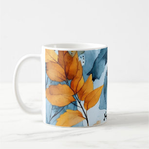Caneca De Café Folhas de Outono em Aquarela
