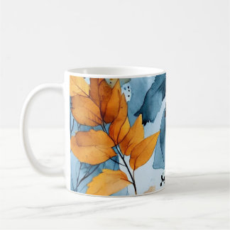 Caneca De Café Folhas de Outono em Aquarela