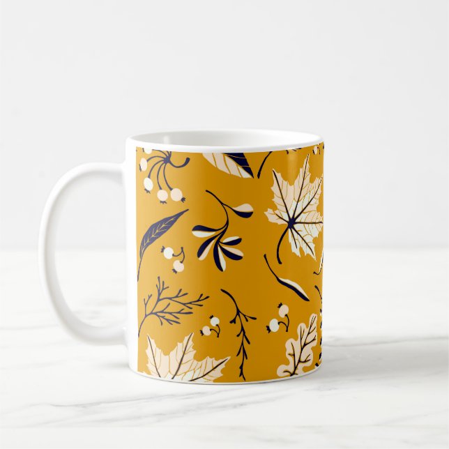 Caneca De Café Folhas de outono em estilo de desenho animado (Esquerda)