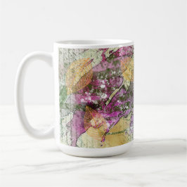Caneca De Café Folhas de Outono Laranja Dourado em Decoupage Anti