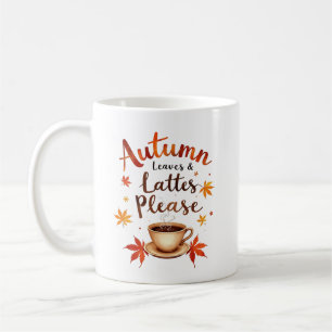 Caneca De Café Folhas de Outono & Lattes Por Favor - Aquarela Aco