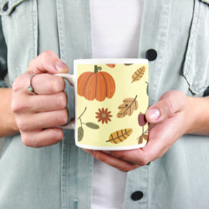 Caneca De Café Folhas de Outono & Padrão de Colheita