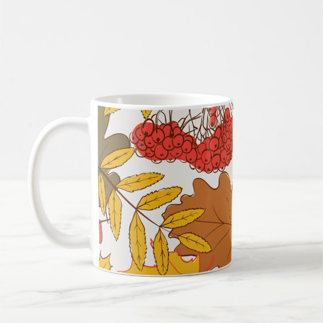 Caneca De Café Folhas de outono, padrão simples e uniforme (Esquerda)