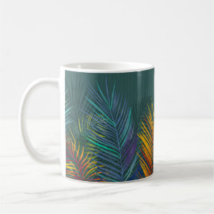 Caneca De Café Folhas de palma de cor tropical. Folhas de neto-ar