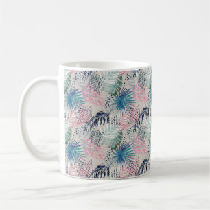 Caneca De Café Folhas de palma, tropicais, botânicas, folhas, sel