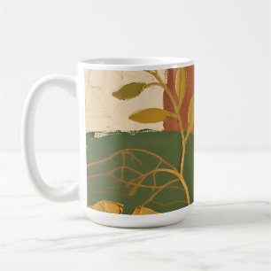 Caneca De Café Folhas Douradas Abstrato