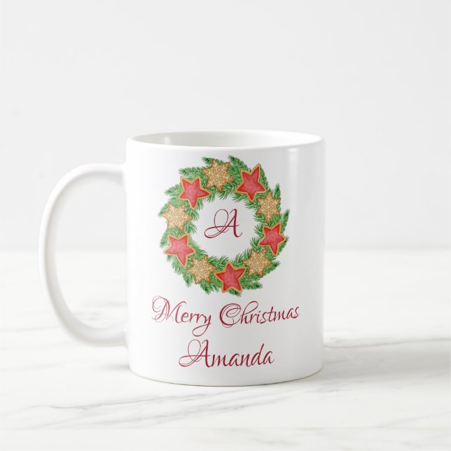 Caneca De Café Folhas e biscoitos estelares natais (Esquerda)