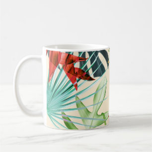 Caneca De Café Folhas e flores tropicais: padrão vibrante