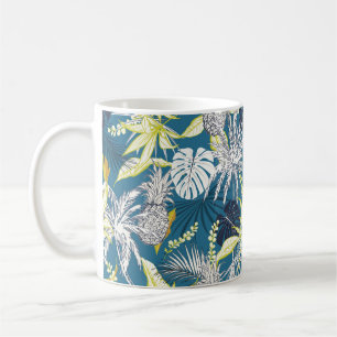 Caneca De Café Folhas e frutas coloridas da floresta tropical de 