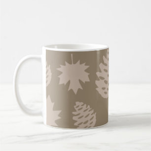 Caneca De Café Folhas e pinos de outono em tons castanhos