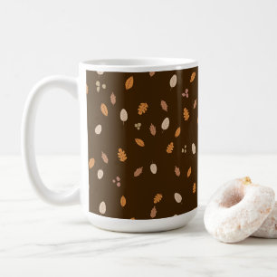 Caneca De Café Folhas e Ramais Escuros Acorns de outono Castanho