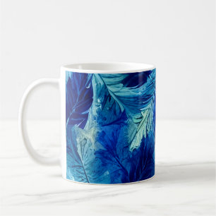 Caneca De Café Folhas em aquarela azul naval estética abstrata