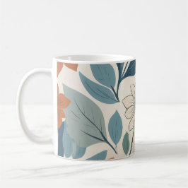 Caneca De Café Folhas Florais Minimalistas