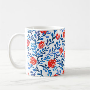 Caneca De Café Folhas Florais: Padrão Natural Invisível