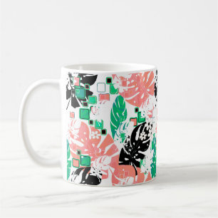 Caneca De Café Folhas modernas da abstrato da selva tropical sem