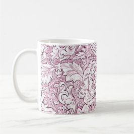 Caneca De Café Folhas Ornamentais Rosa Barroco