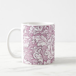 Caneca De Café Folhas Ornamentais Rosa Barroco
