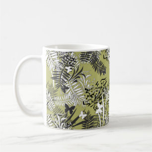 Caneca De Café Folhas tropadas de palma da selva tropical sem cos