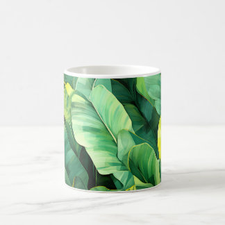 Caneca De Café Folhas Tropicais Botânica Abstrata Selva Natureza
